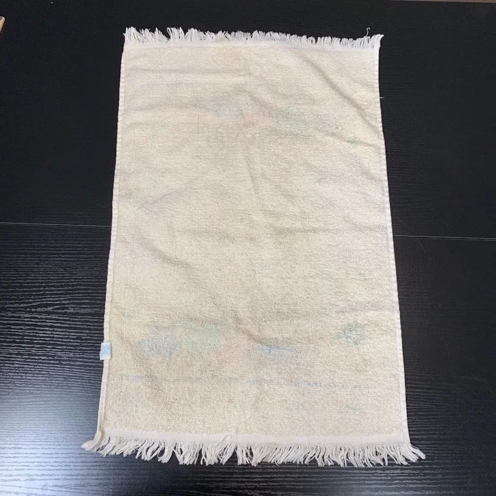 Vintage Cat Kittens Hand Towel Fringed 100% Cotton Made in USA Cottagecore